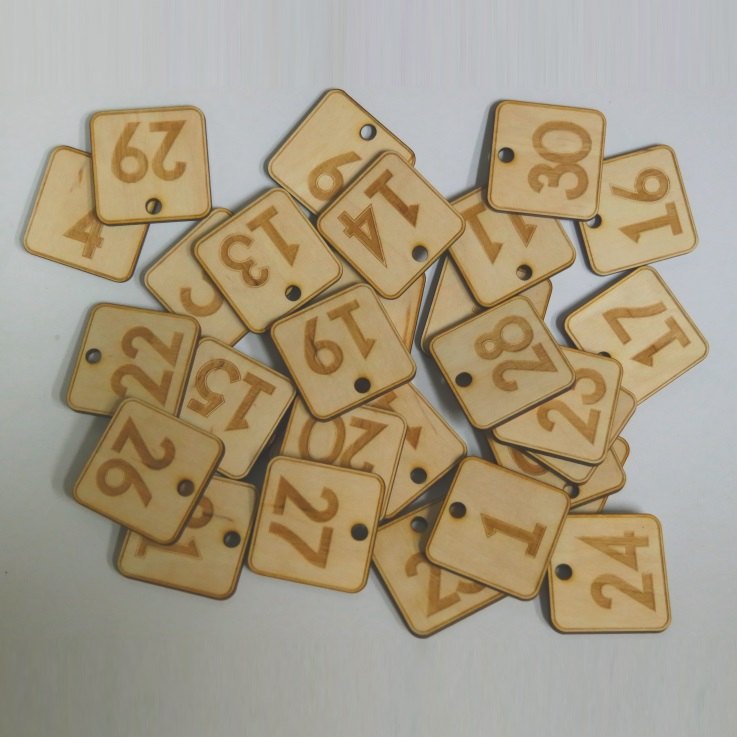 Mediniai numerių žetonai rūbinei